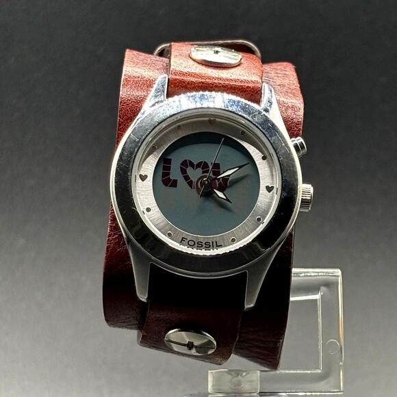 Fossil Big Tic JR8260 Love Rainbow Heart Animated Y2K Leather Vintage Watch main image 7